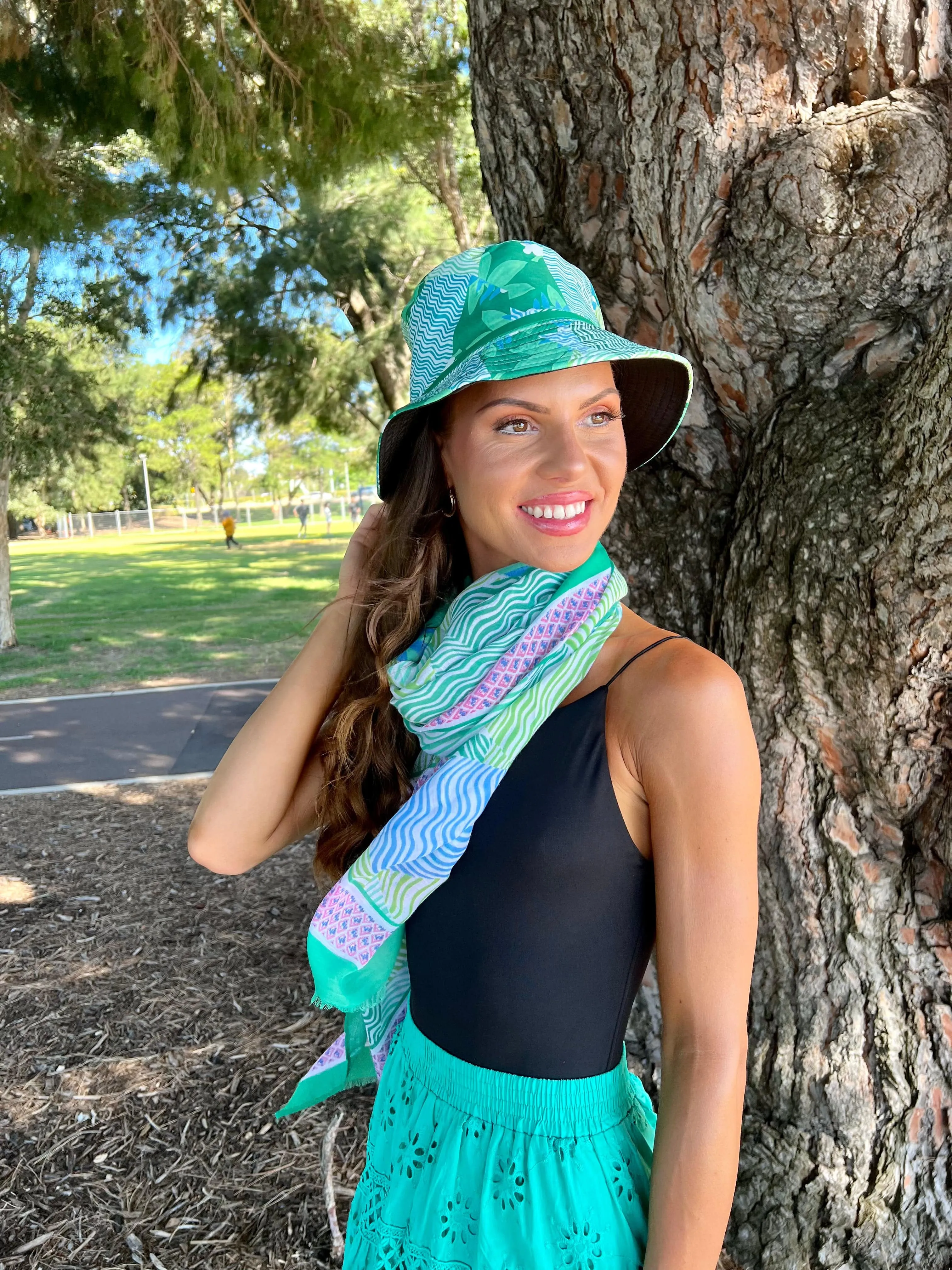 💥 Green Pink Scarf - Multi Print Scarf Sarong