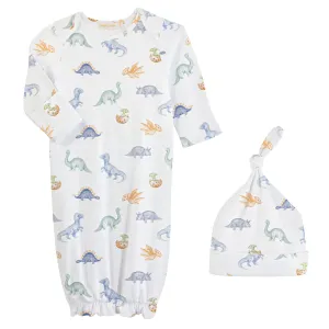 0-3M Baby Dinos Gown & Hat Set