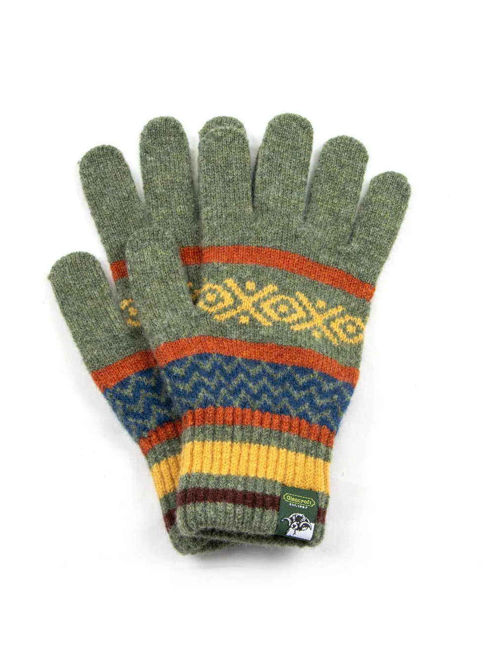 100% Lambswool Fair Isle Ladies Knitted Gloves