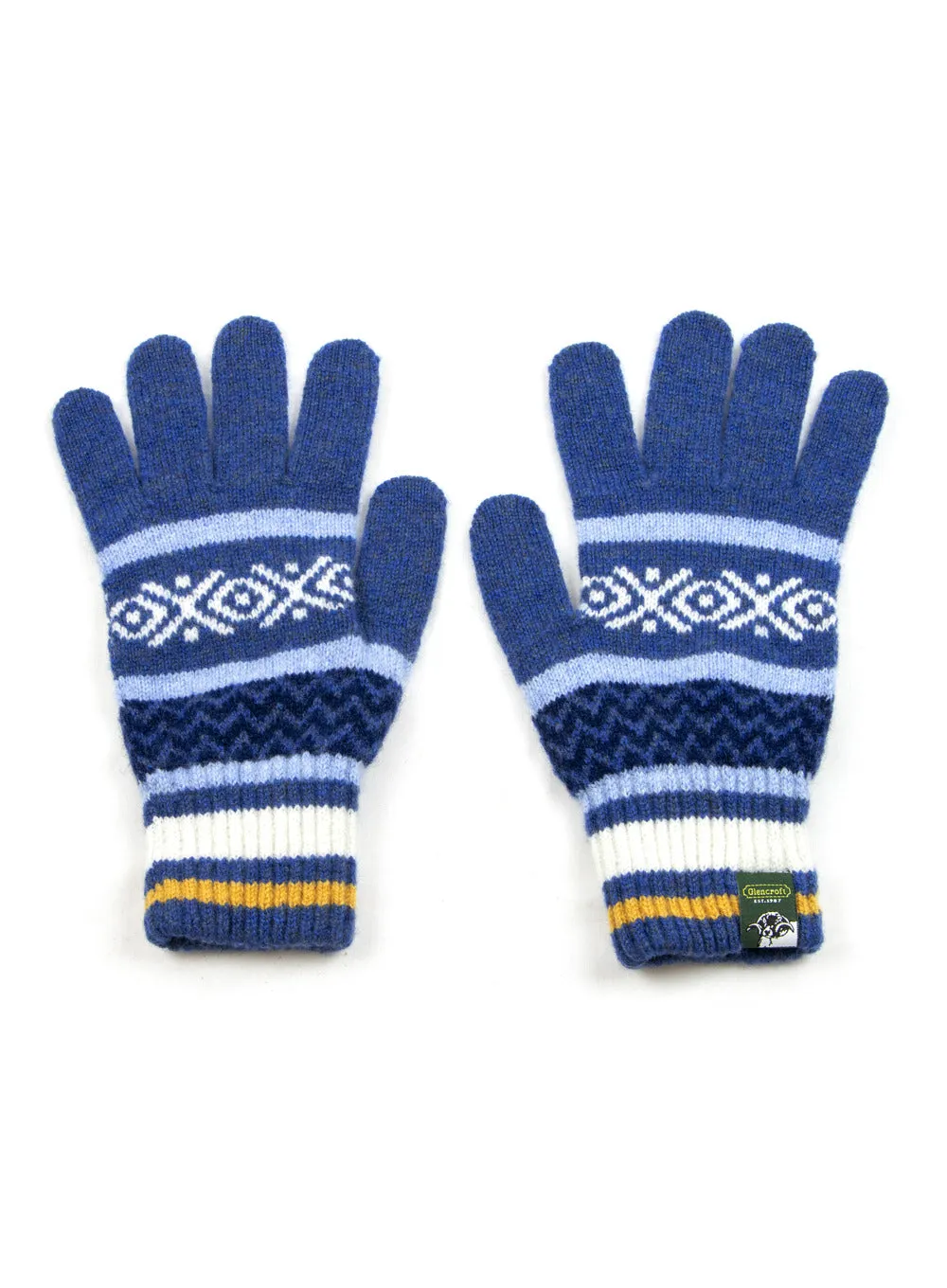 100% Lambswool Fair Isle Ladies Knitted Gloves