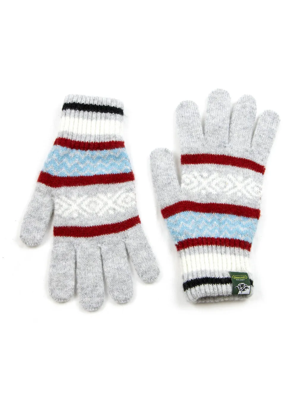 100% Lambswool Fair Isle Ladies Knitted Gloves