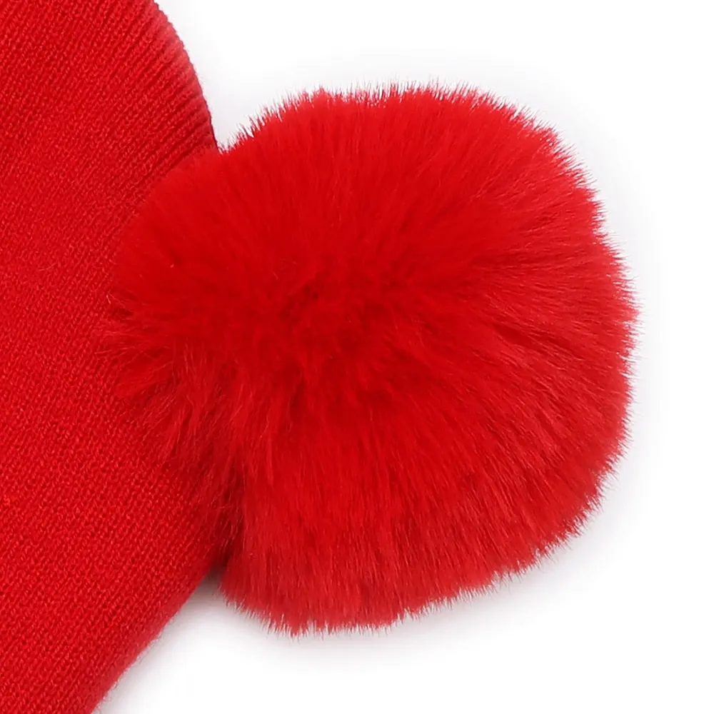 2Pcs Knitted Soft Toddler Warm Pompom Beanie