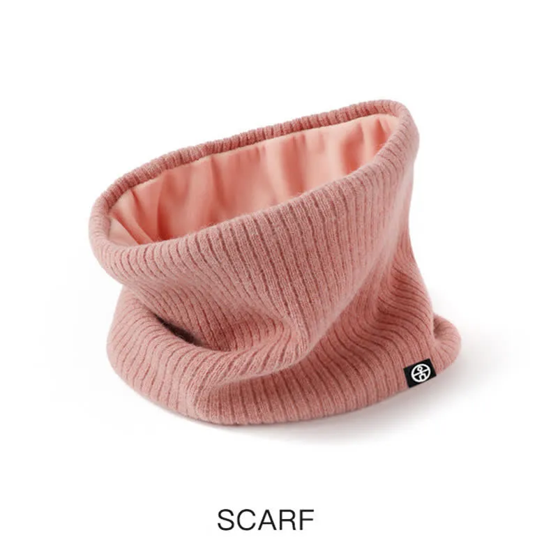 3Pcs Unisex Solid Color Soft Cashmere Hat Scarf Gloves Set