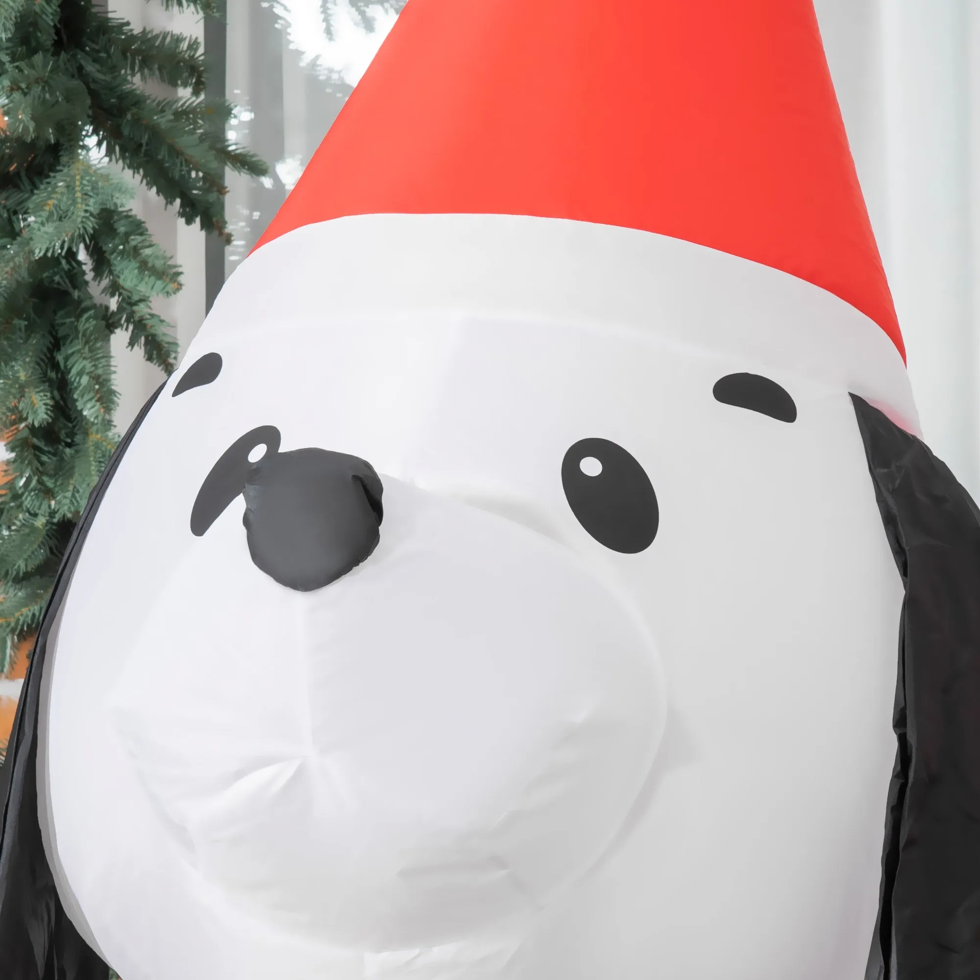 6ft Inflatable Christmas Puppy Dog Wearing Santa Hat Built-in LED Light