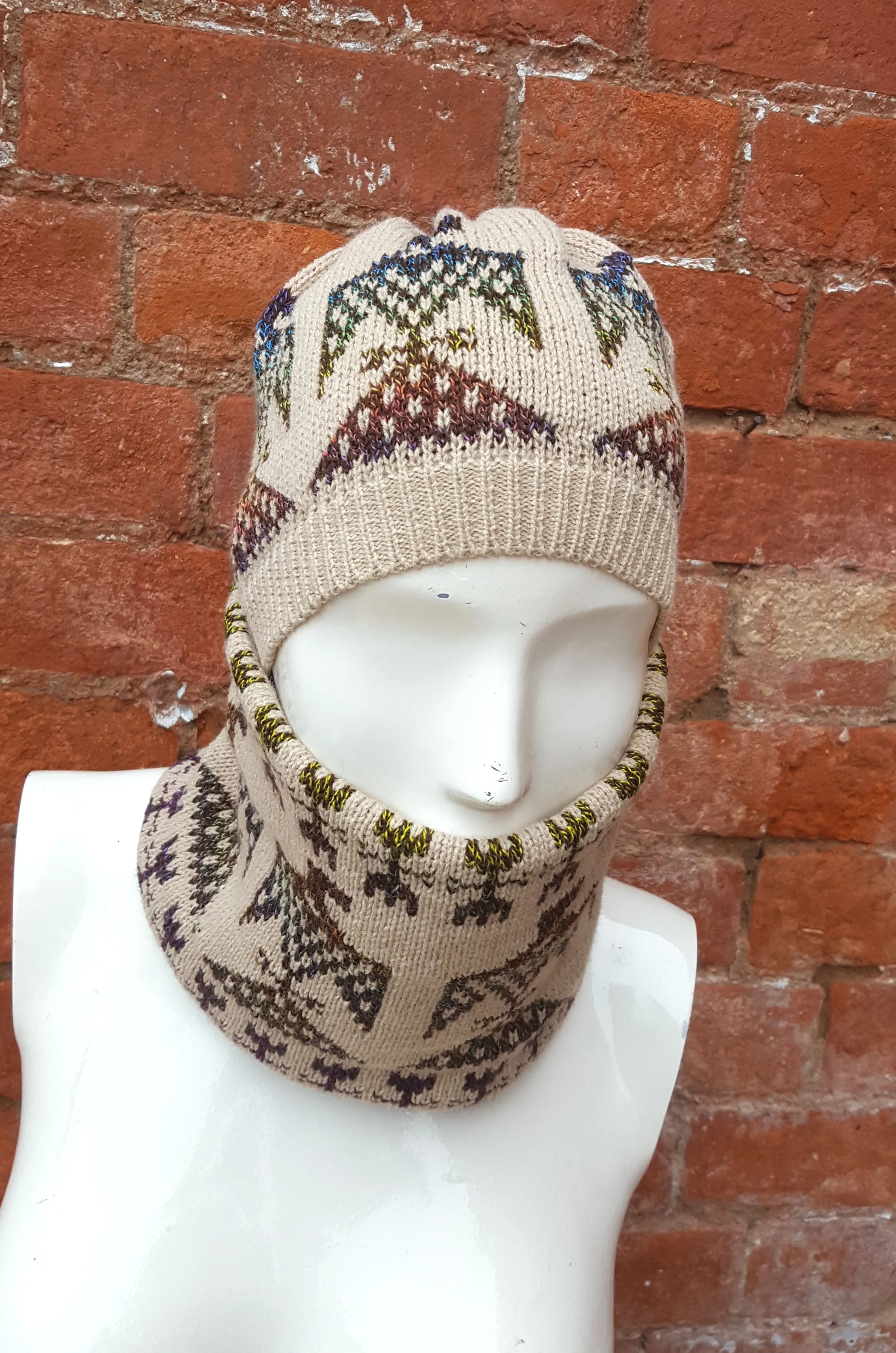 American Eagle winter hat & cowl set, bikers cowl ski set, Handmade