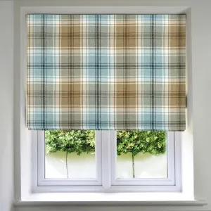 Angus Duck Egg Blue Tartan Roman Blind