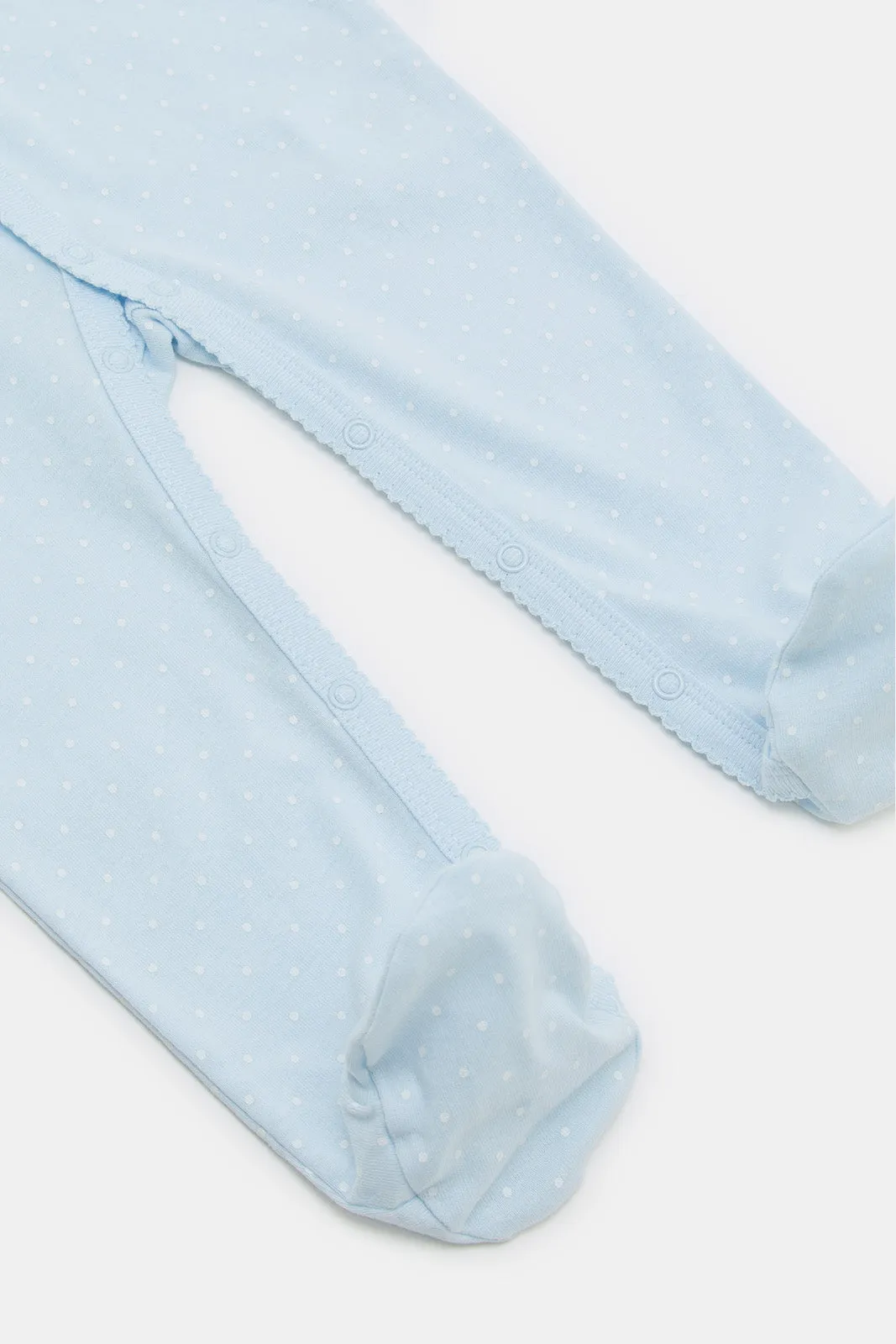 Baby Blue Embroidery Sleepsuit With Hat Set (2 Piece)