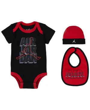 Baby Boys Create Jordan 3-Piece Bodysuit, Bibs and Hat Set, Black