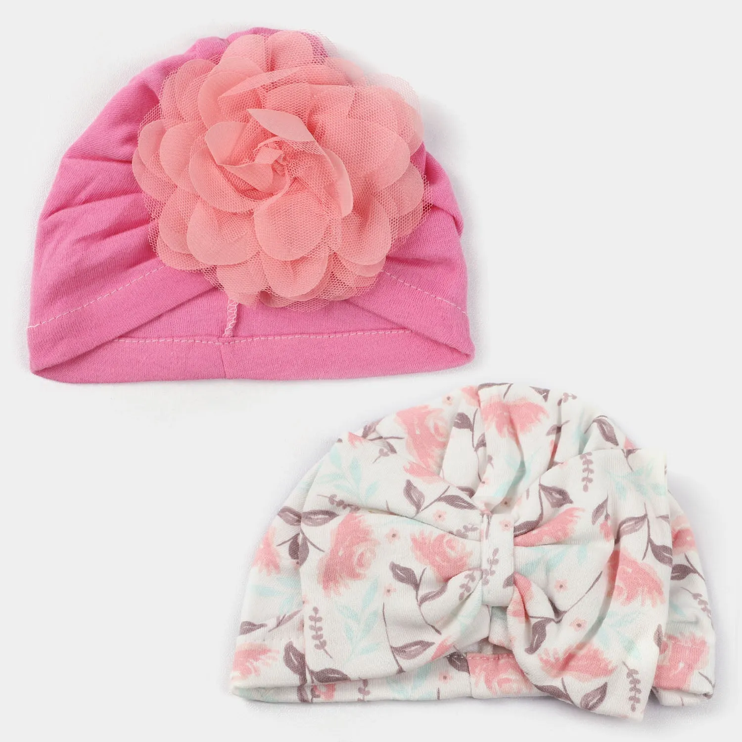 Baby Cap/Hat Flower & Bow Pack Of 2