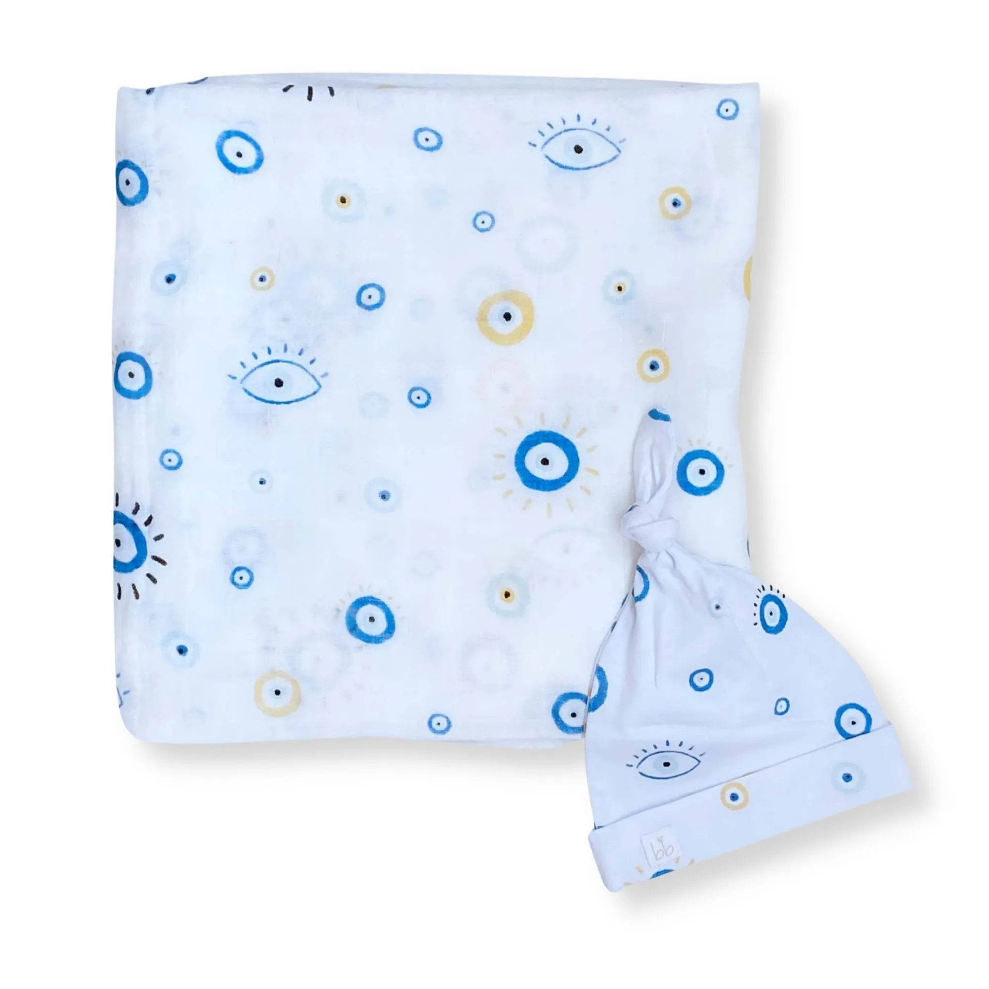 Bamboo Muslin Swaddle Blanket & Topknot Set - Cookie Craze