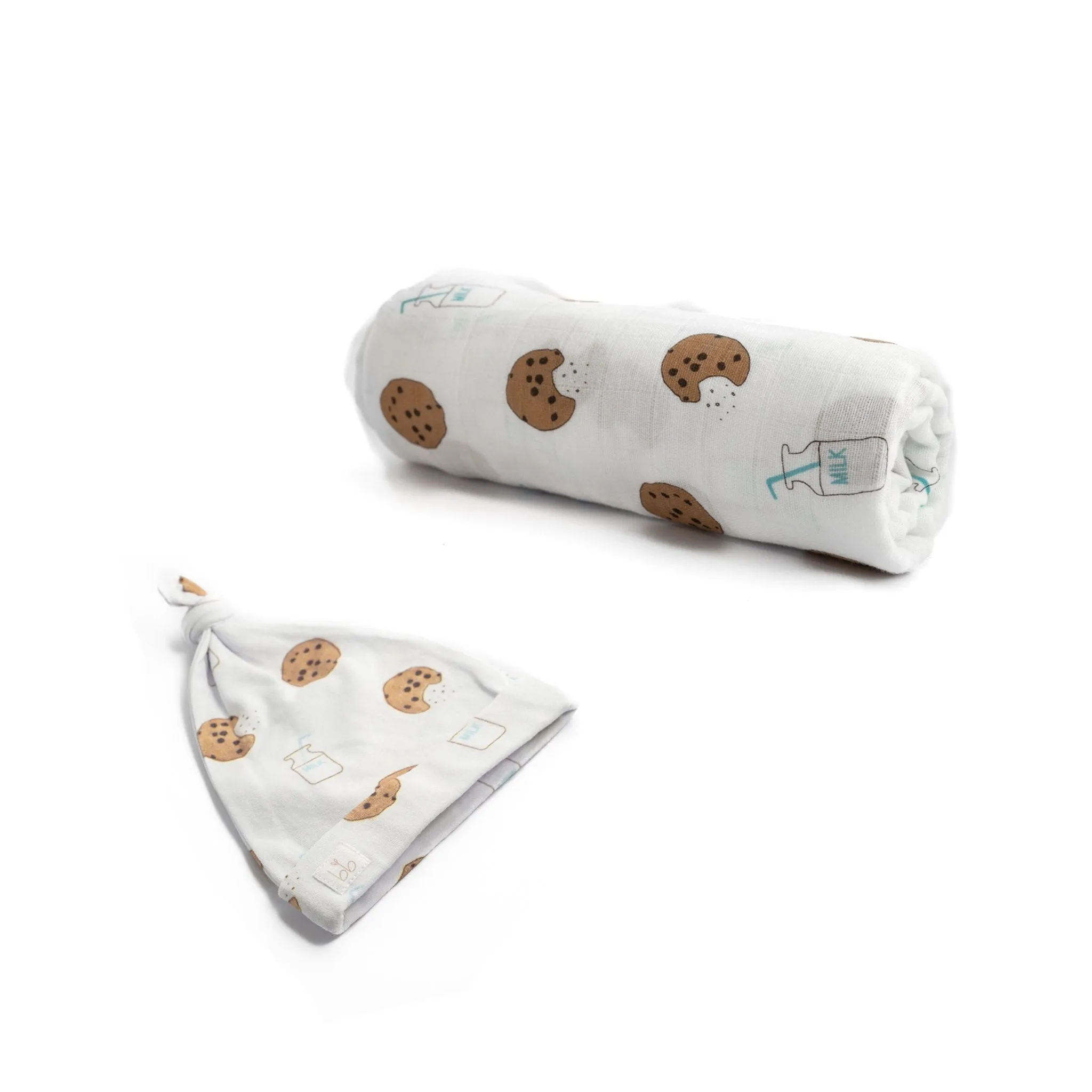 Bamboo Muslin Swaddle Blanket & Topknot Set - Cookie Craze