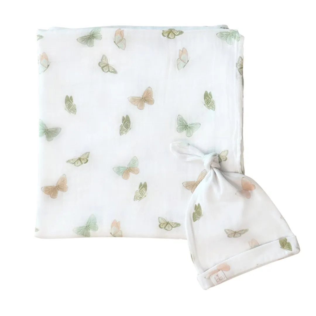 Bamboo Muslin Swaddle Blanket & Topknot Set - Cookie Craze