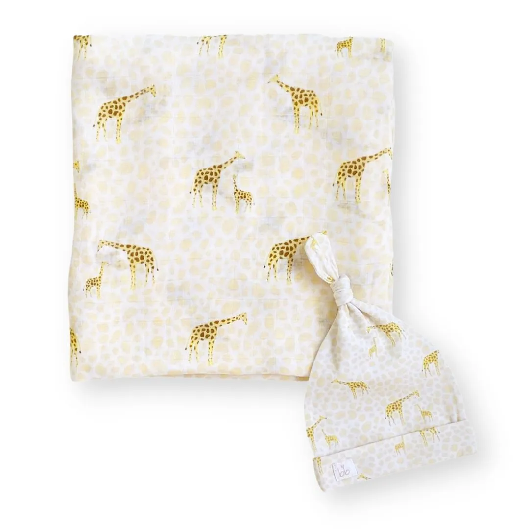 Bamboo Muslin Swaddle Blanket & Topknot Set - Cookie Craze