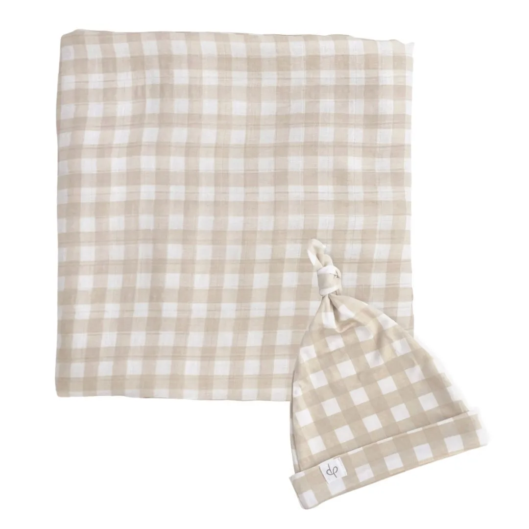 Bamboo Muslin Swaddle Blanket & Topknot Set - Cookie Craze