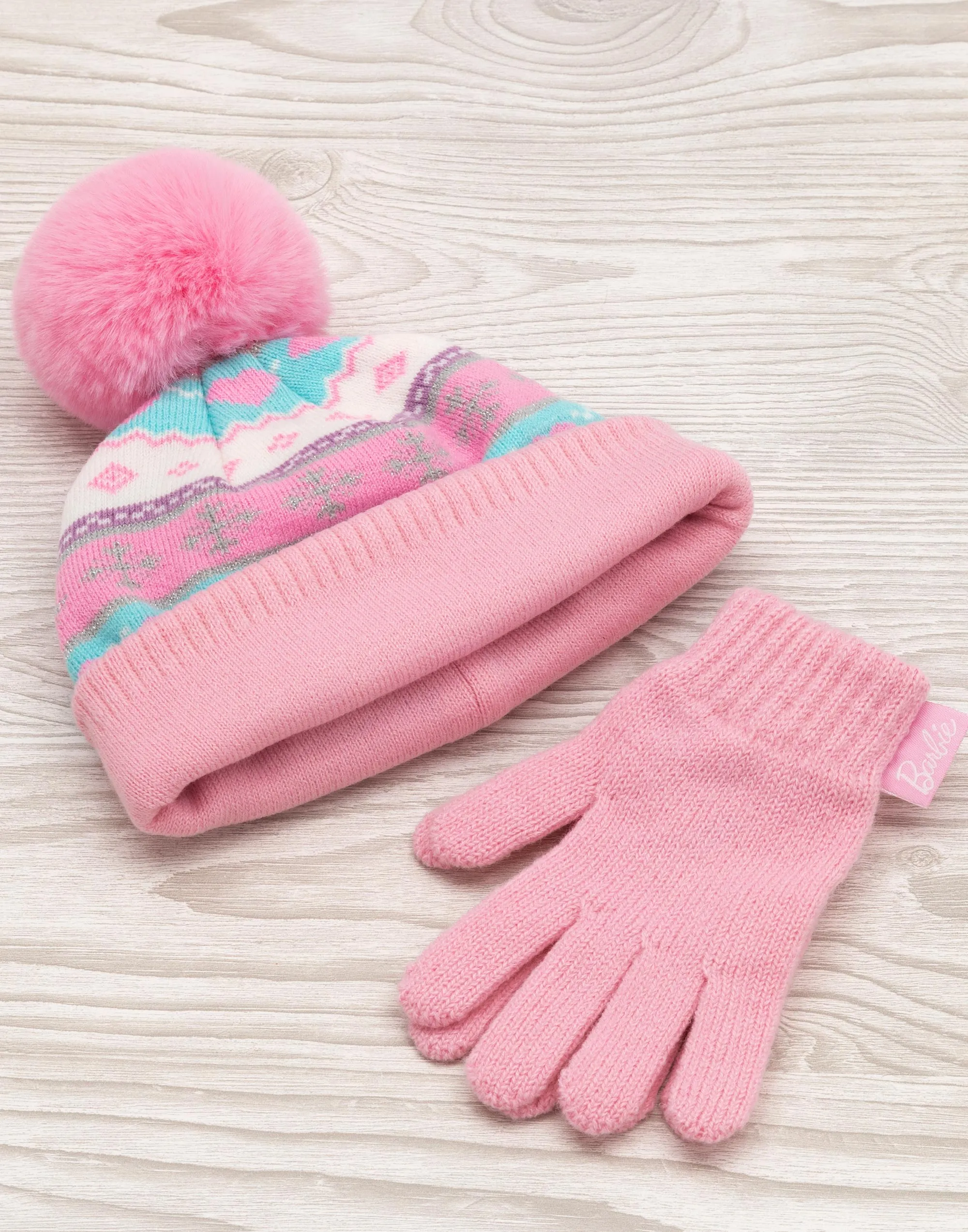 Barbie Girls Knitted Hat and Gloves Set