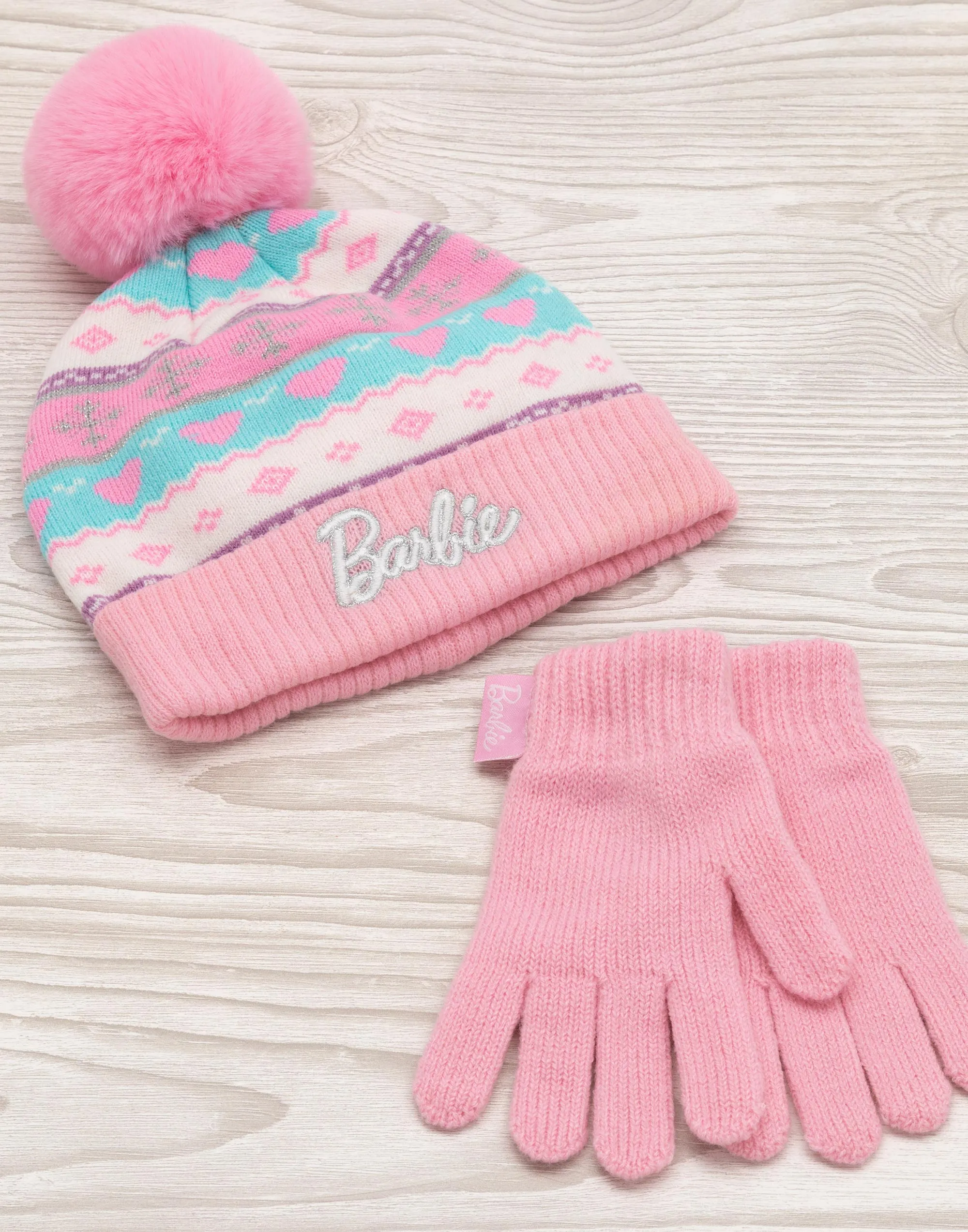 Barbie Girls Knitted Hat and Gloves Set