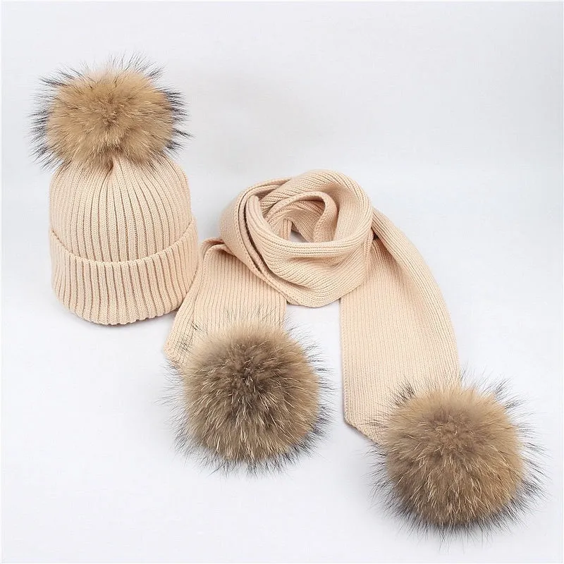 Beige Beanie & Scarf Kids Set