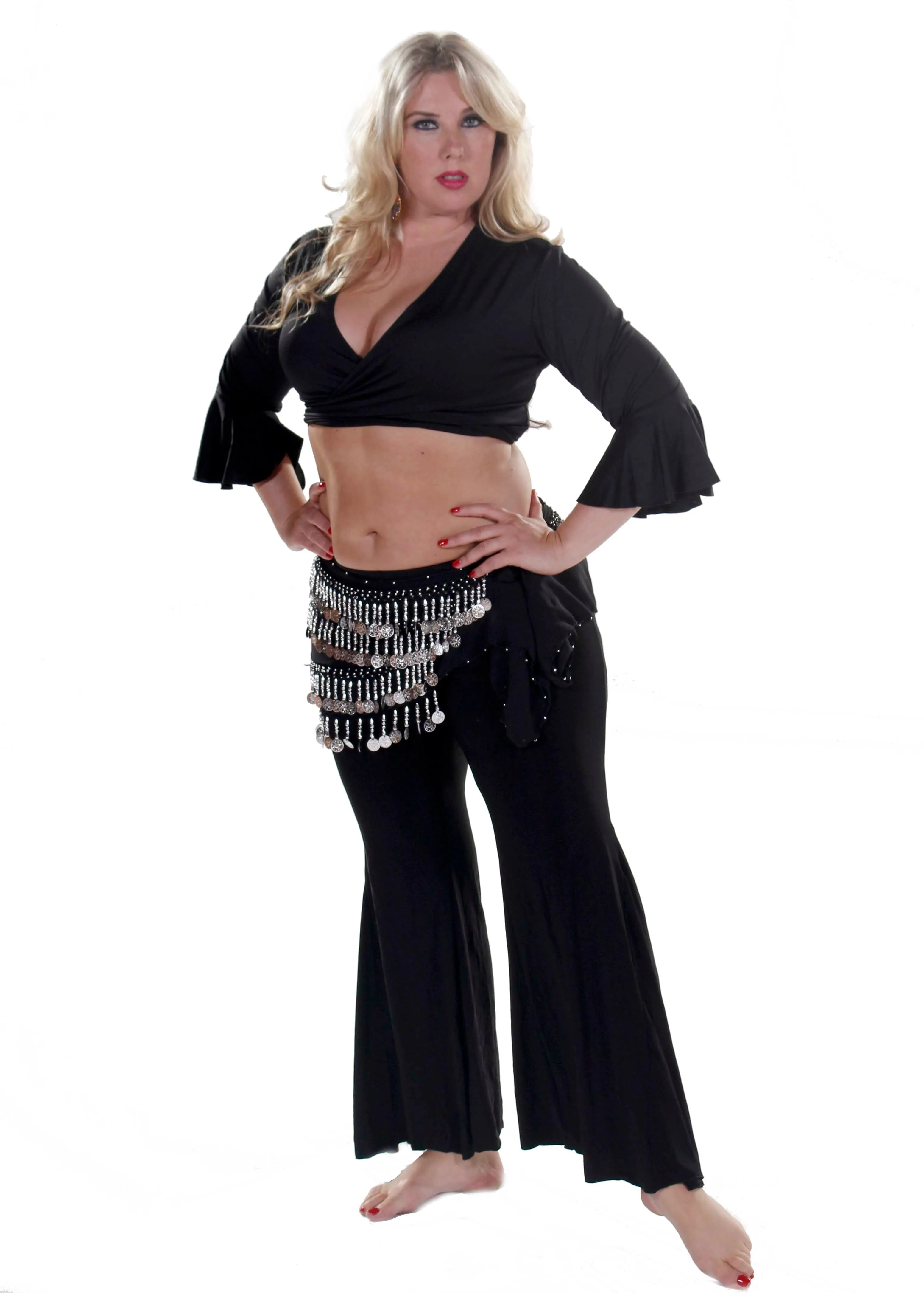 Belly Dance  Lycra Harem Pants, Top & Hip Scarf Costume Set | Raqs Choli 2