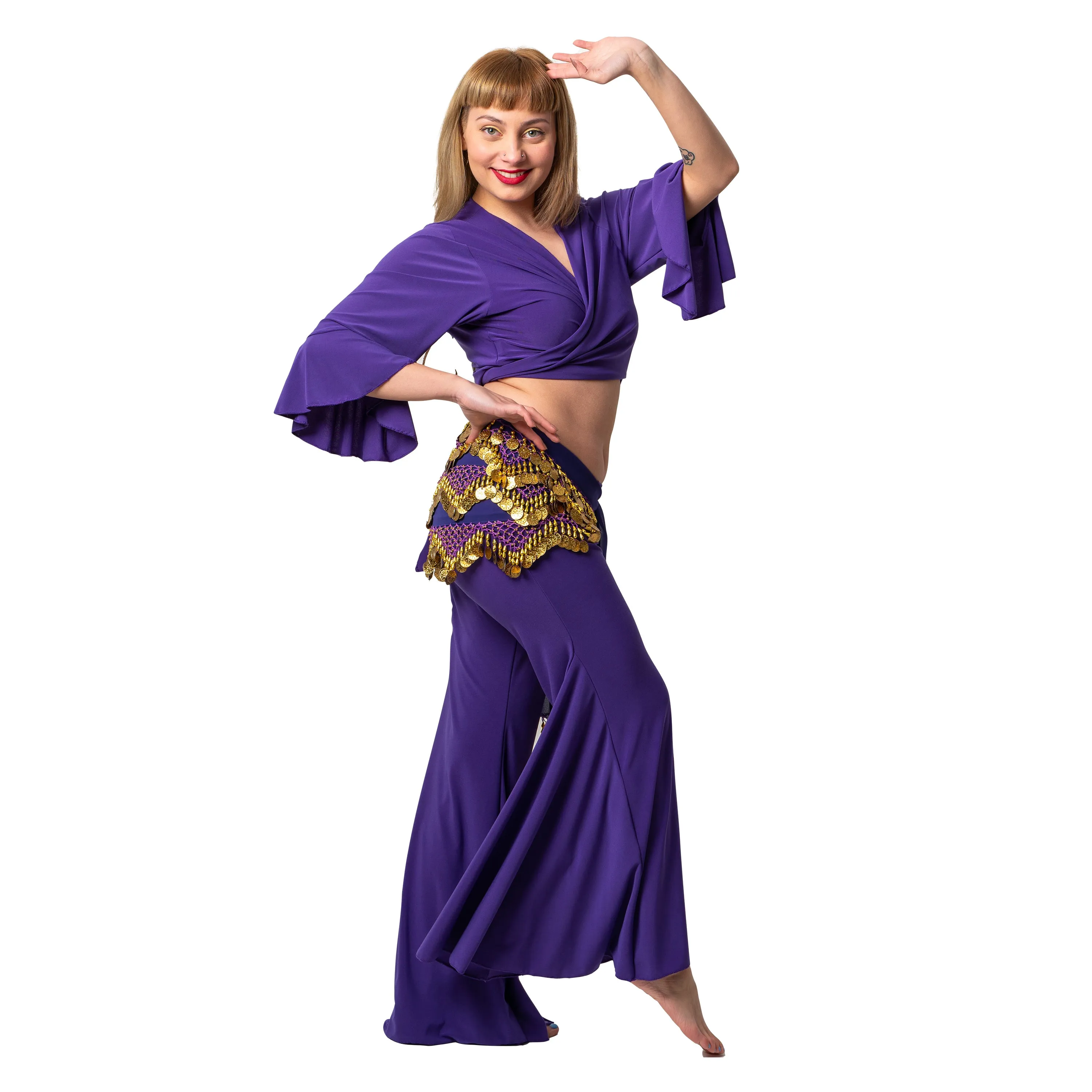 Belly Dance  Lycra Harem Pants, Top & Hip Scarf Costume Set | Raqs Choli 2