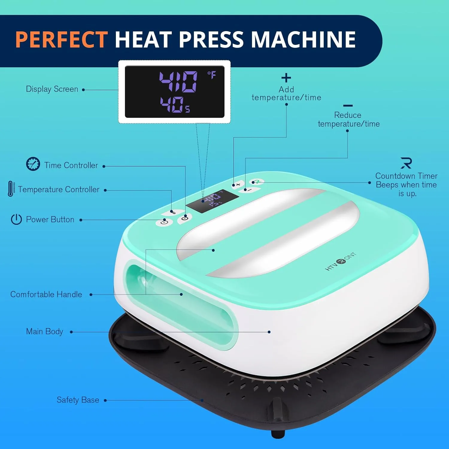 【BF Deals】HTVRONT T shirt Heat Press Machine 10" x 10" 110V - (6 Colors),Easy use,Iron Press for Sublimation and HTV Vinyl Shirt Press Machine for T Shirts,Hat, Bags, Heating Transfer Projects