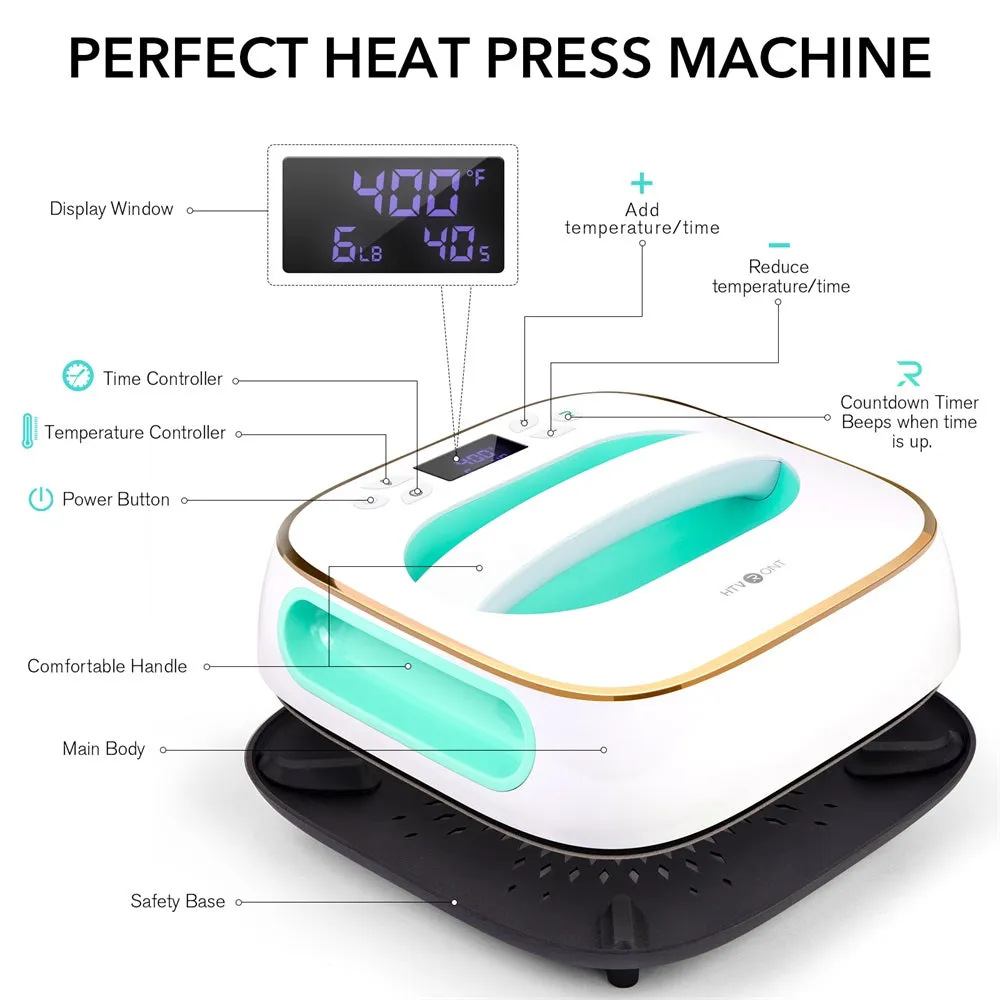 【BF Deals】HTVRONT T shirt Heat Press Machine 10" x 10" 110V - (6 Colors),Easy use,Iron Press for Sublimation and HTV Vinyl Shirt Press Machine for T Shirts,Hat, Bags, Heating Transfer Projects