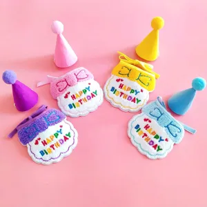 Birthday Party Hat Pet Bibs Set