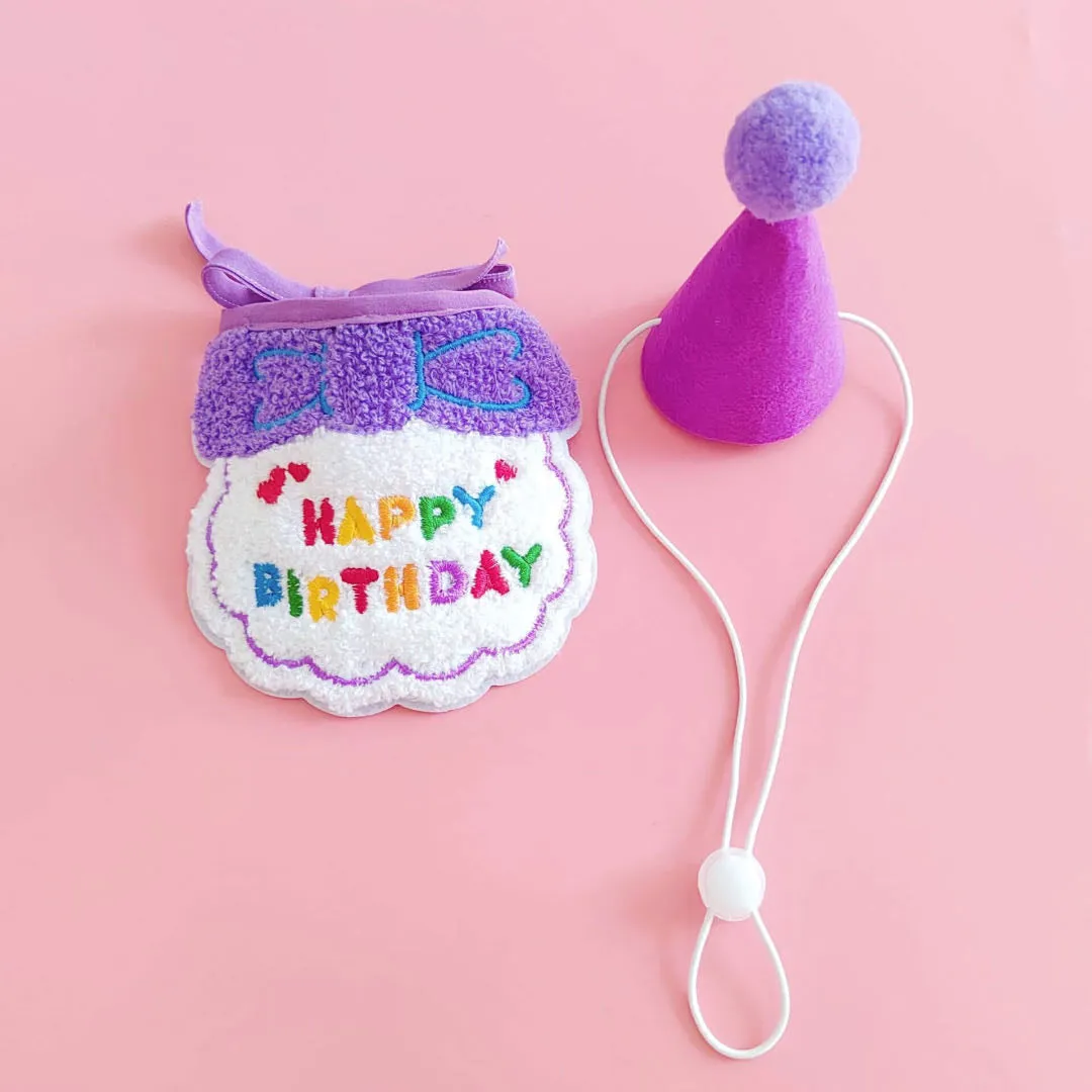 Birthday Party Hat Pet Bibs Set