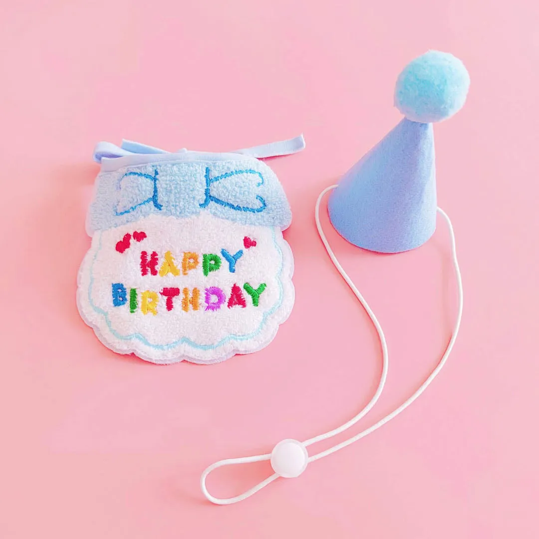 Birthday Party Hat Pet Bibs Set