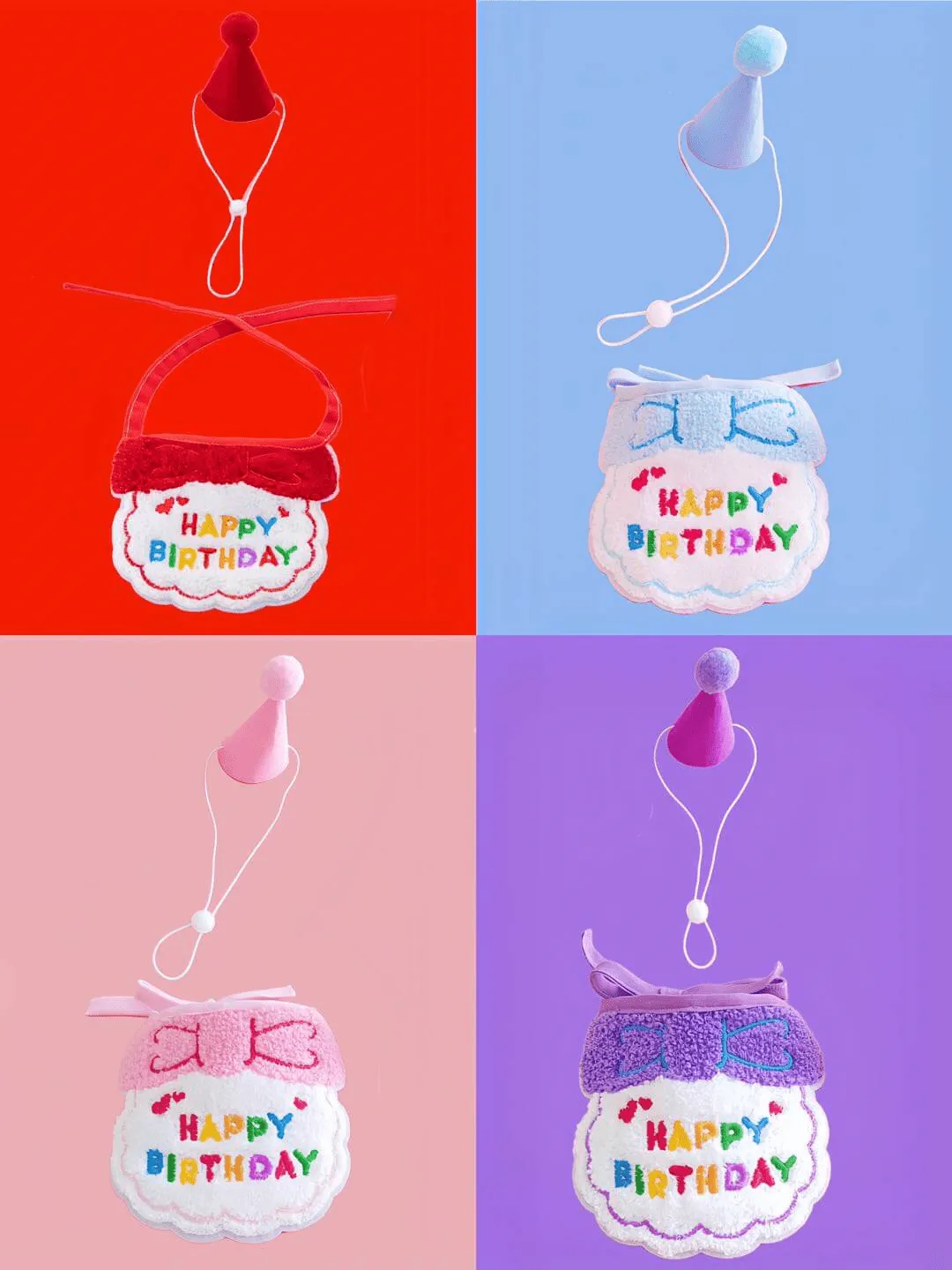 Birthday Party Hat Pet Bibs Set