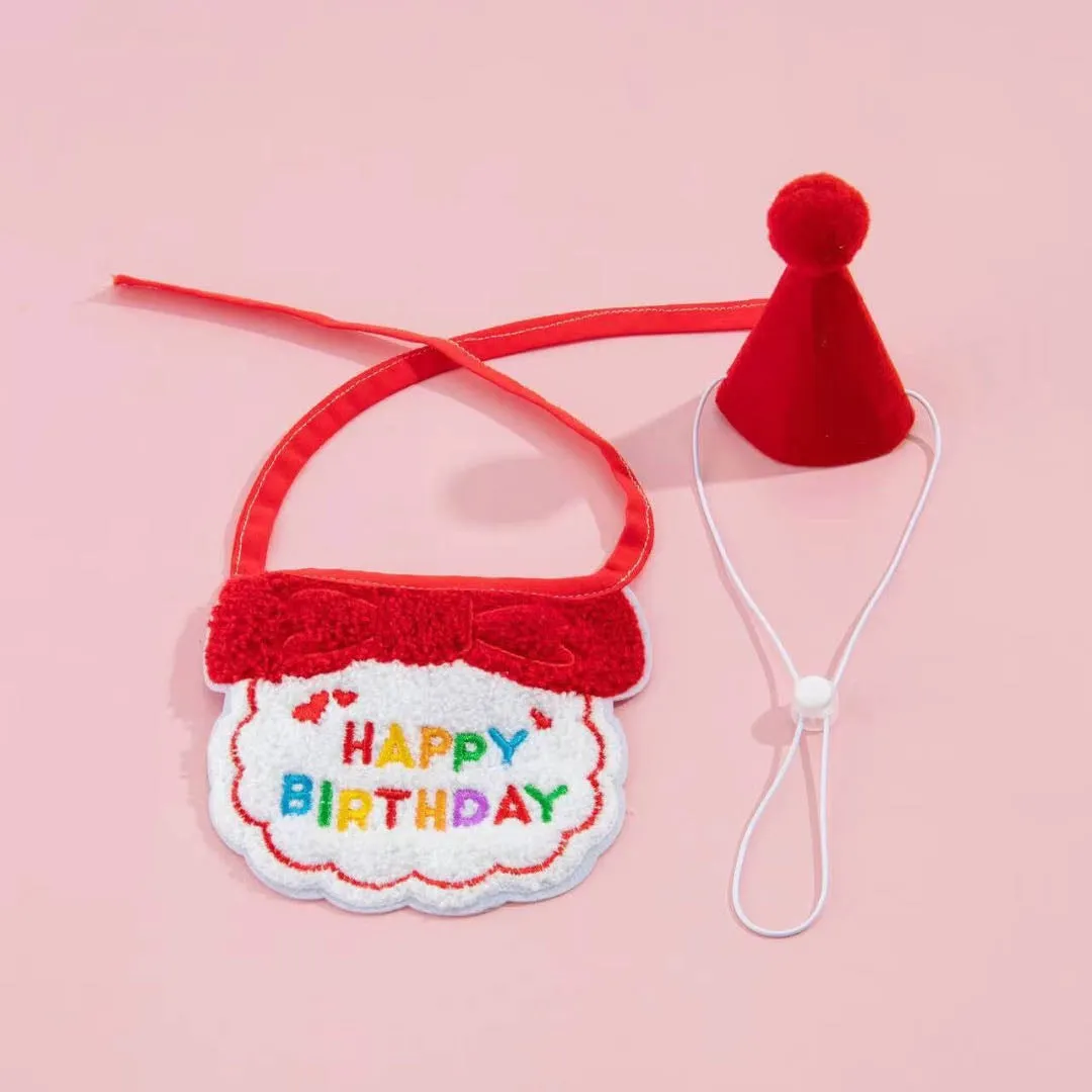 Birthday Party Hat Pet Bibs Set