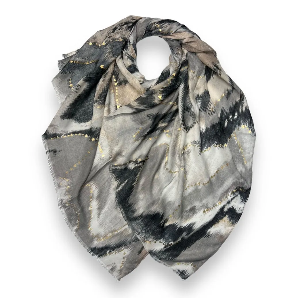 Black and Gold Wave Scarf - Calm Gift Set