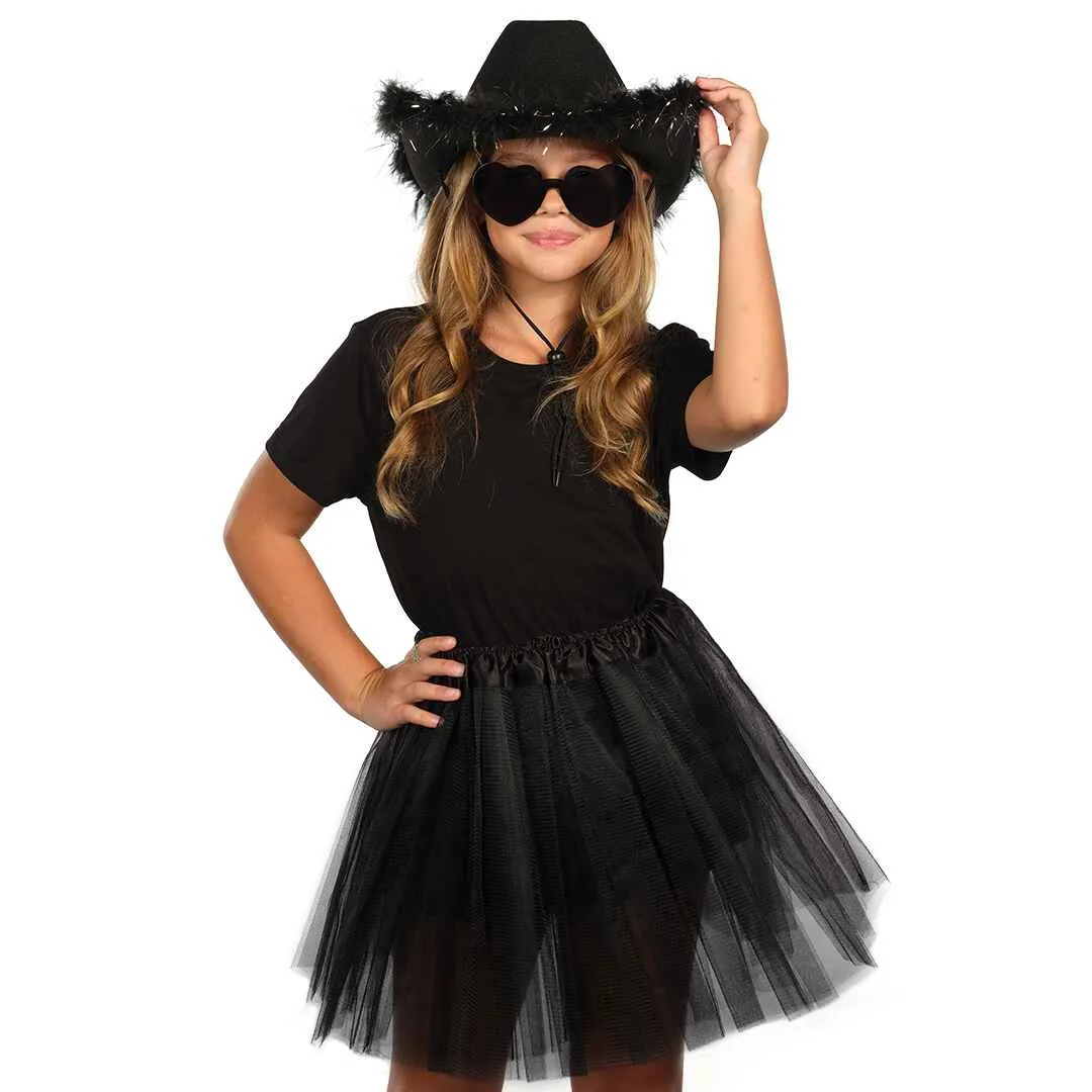 Black Cowgirl Hat with Glasses - Halloween Cowboy Hat - FUNCREDIBLE