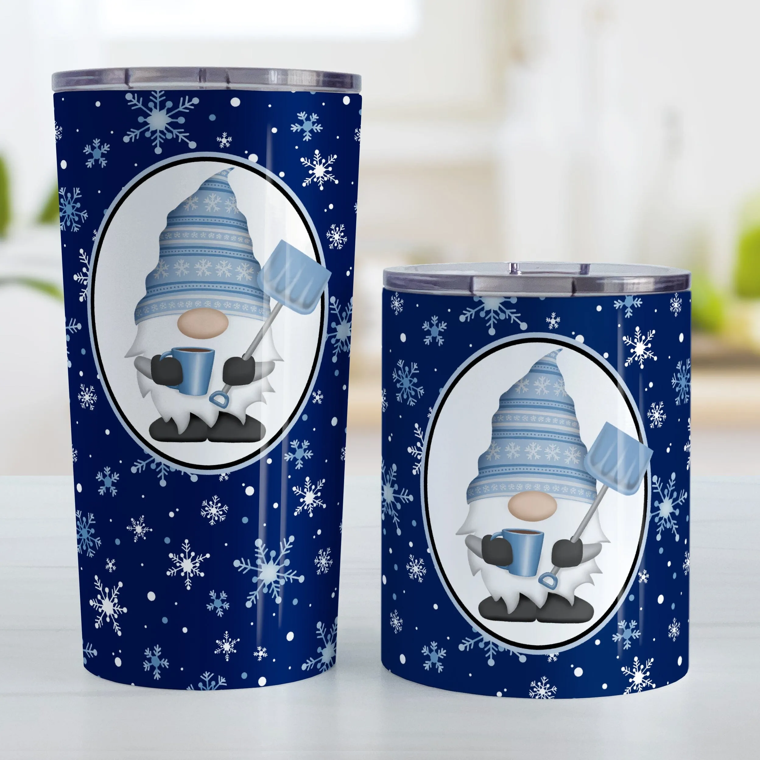 Blue Gnome Snowflakes Tumbler Cup