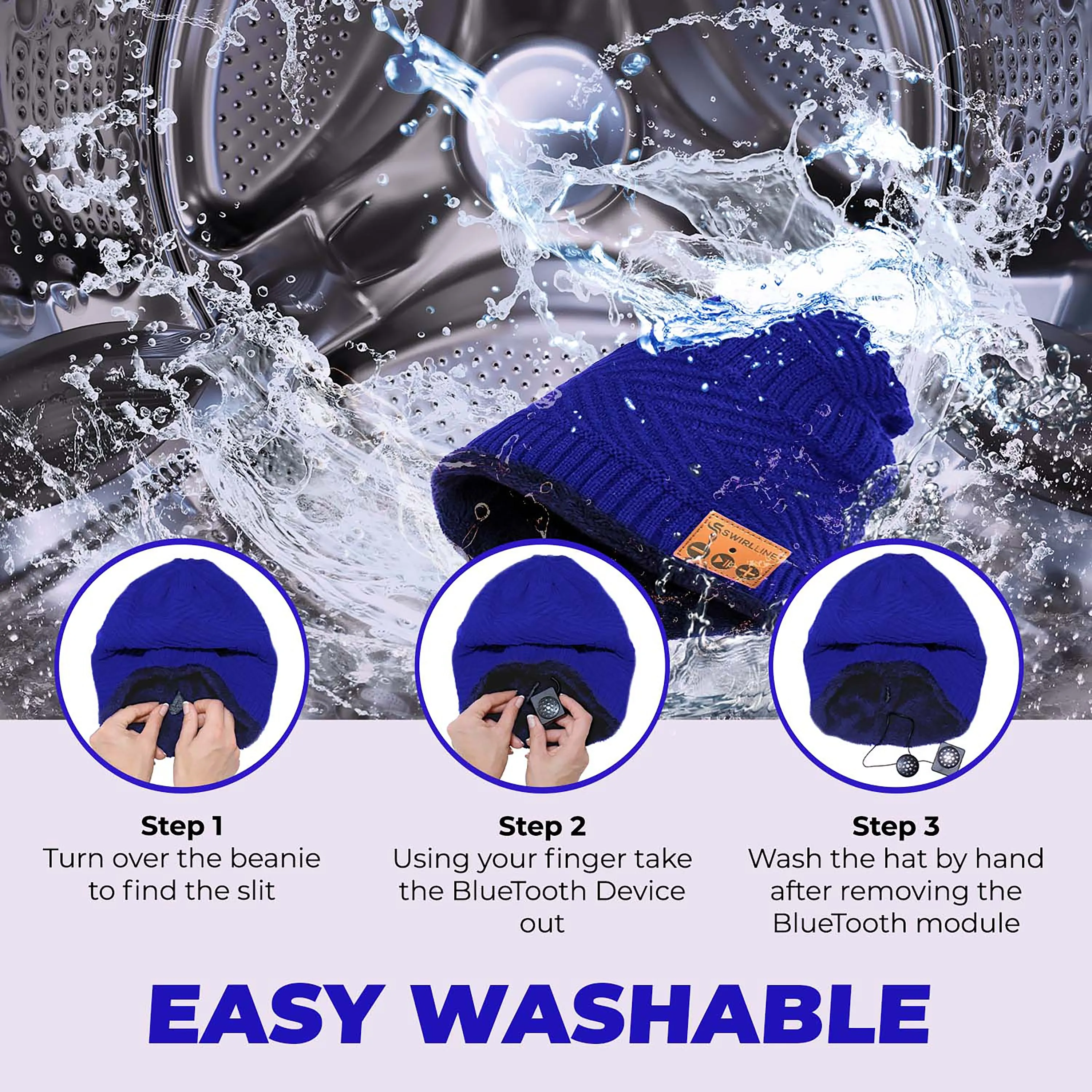 Bluetooth Beanie Wireless Hat with Scarf – Blue Headphone Beanie Hat with Upgraded Bluetooth 5.0 - Wireless Beanie Bluetooth Hat for Women - Warm Knit