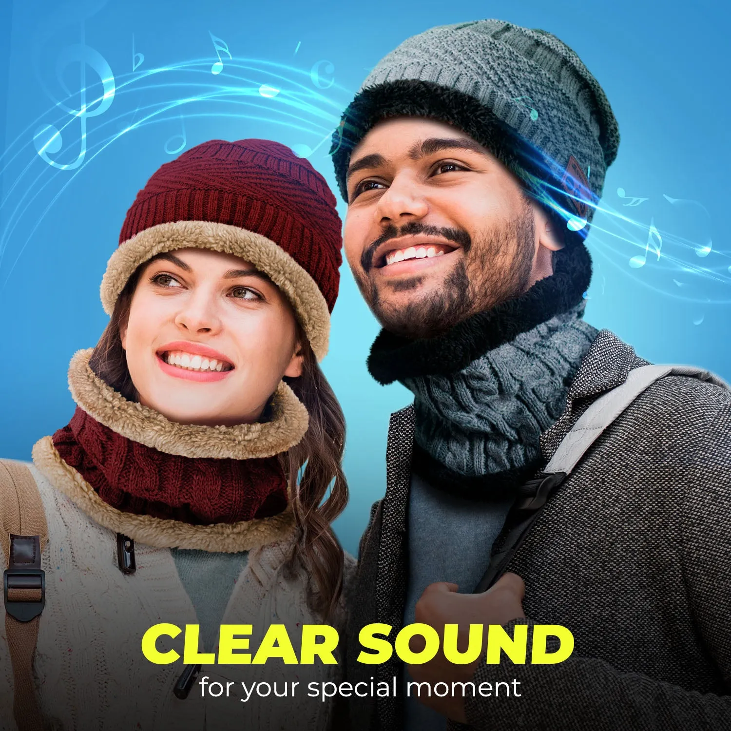 Bluetooth Beanie Wireless Hat with Scarf – Maroon Headphone Beanie Hat with Upgraded Bluetooth 5.0 - Wireless Beanie Bluetooth Hat for Women - Warm Kn