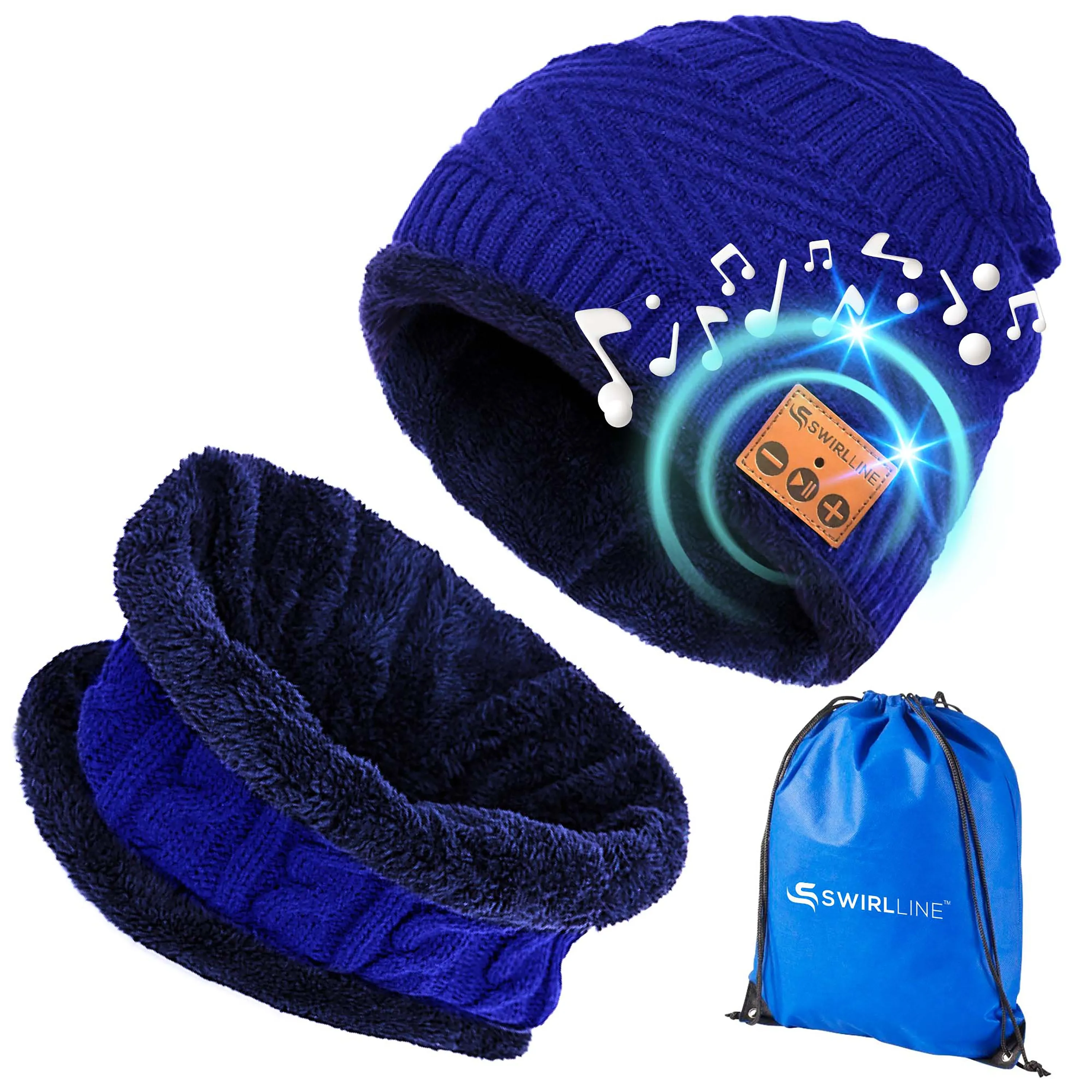 Bluetooth Beanie Wireless Hat with Scarf – Purple Headphone Beanie Hat with Upgraded Bluetooth 5.0 - Wireless Beanie Bluetooth Hat for Women - Warm Kn