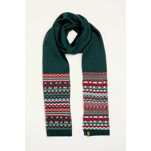 Brakeburn One Size Green Fair Isle Knitted Scarf