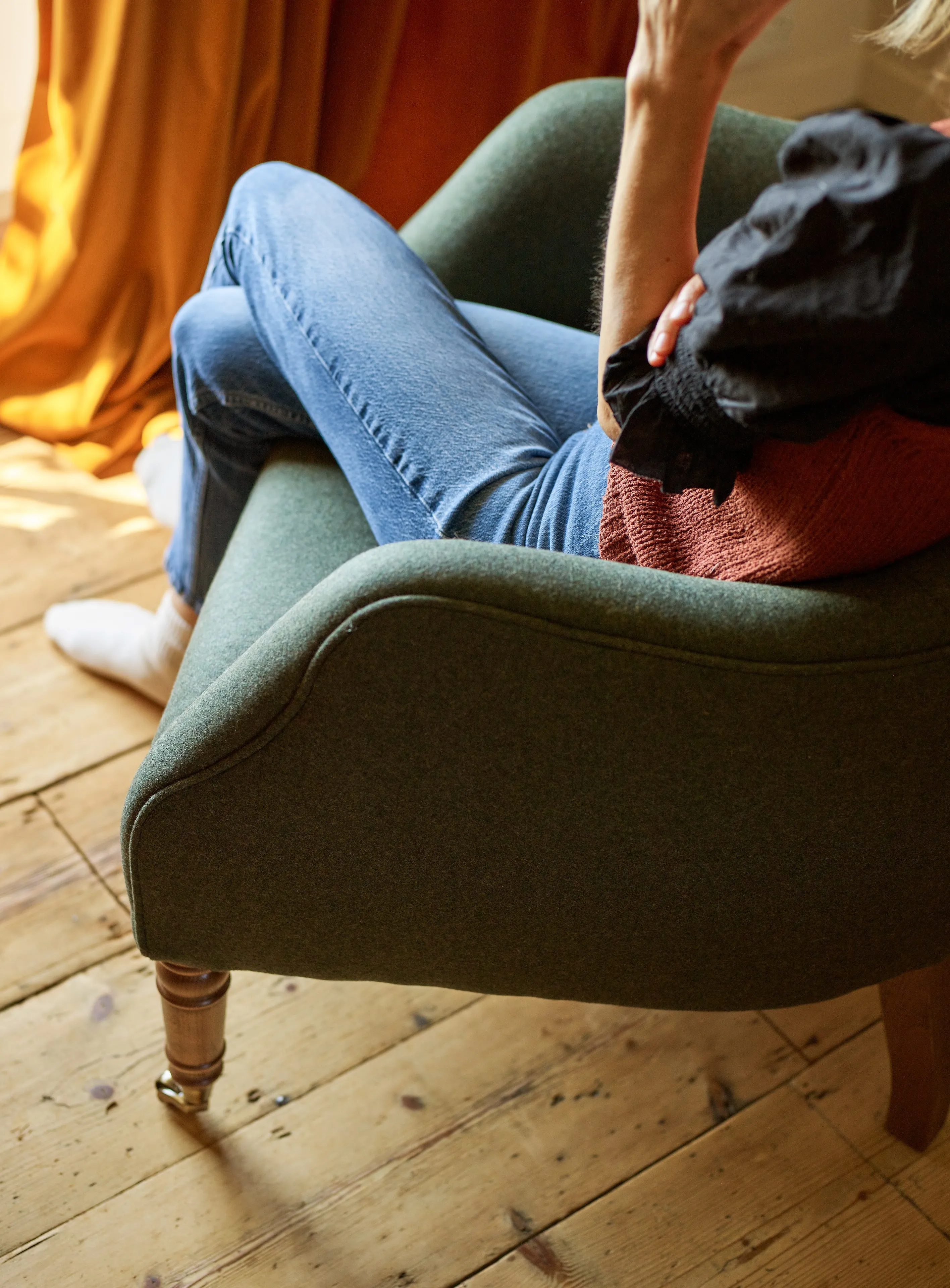 Bromley Wingback Chair, Moss Wool