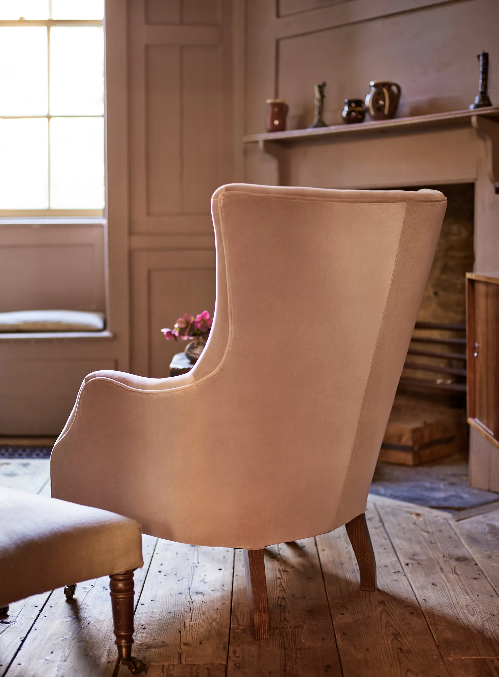 Bromley Wingback Chair, Natural Wool