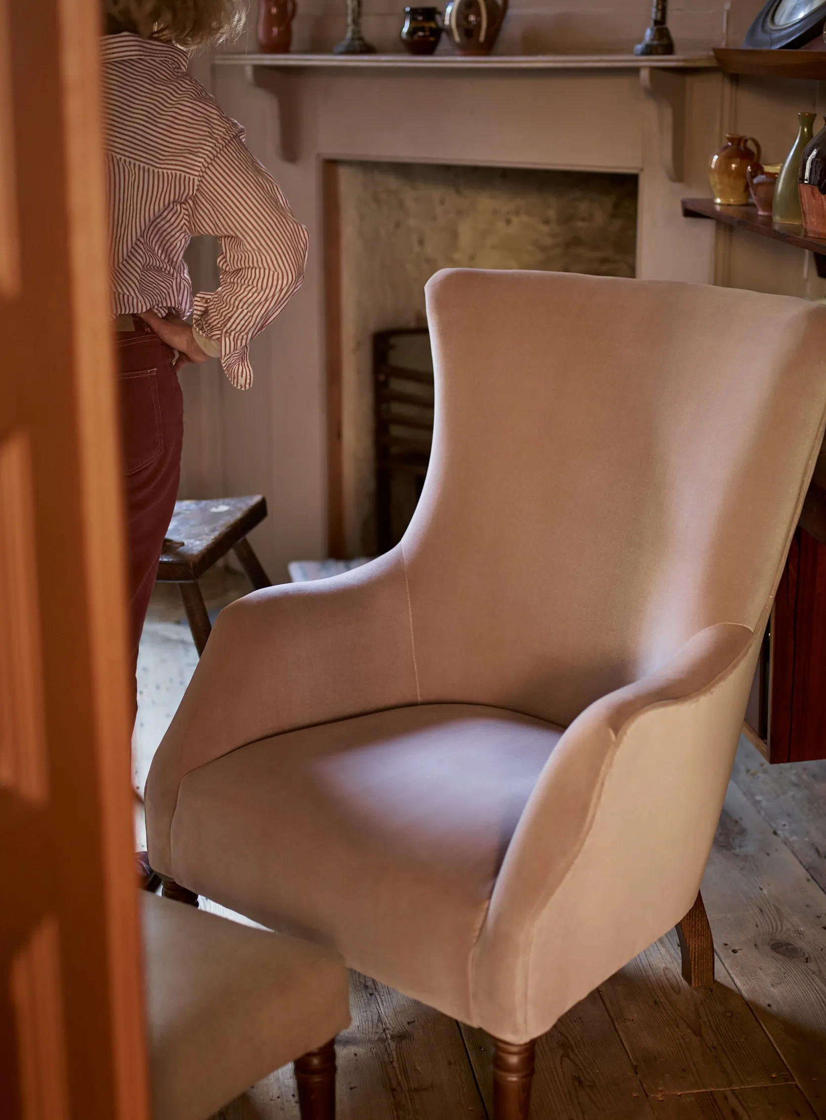 Bromley Wingback Chair, Natural Wool