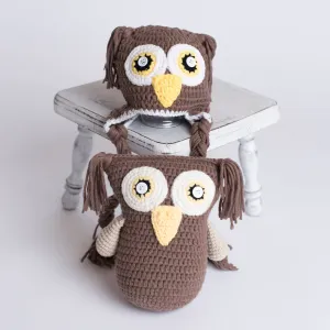 Brown Owl Hat Newborn Baby Sitter