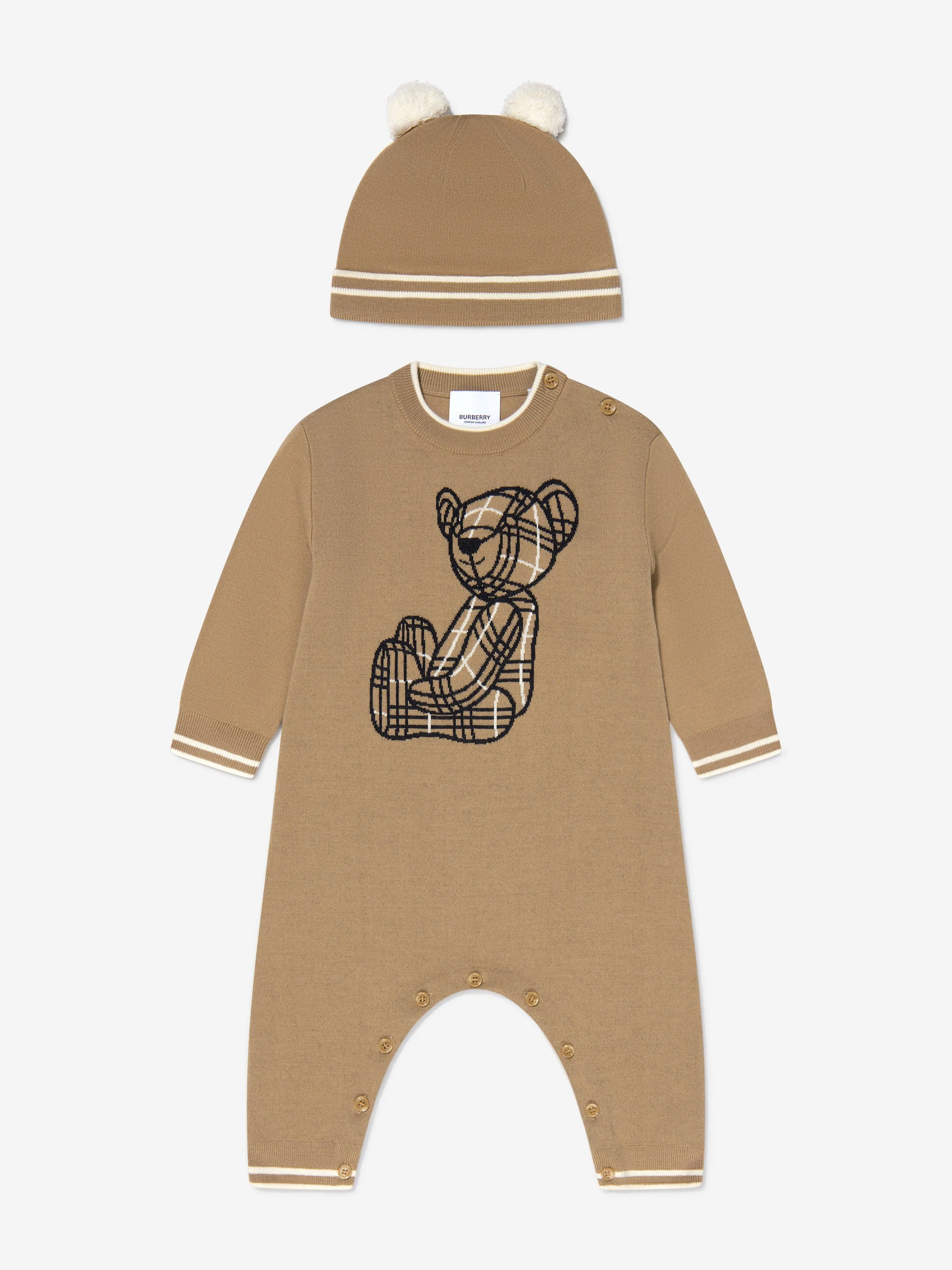 Burberry Baby Wool Knitted Avrile Romper Set (2 Piece)