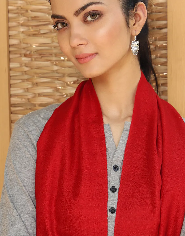 Candy Red Solid Cashmere Scarf