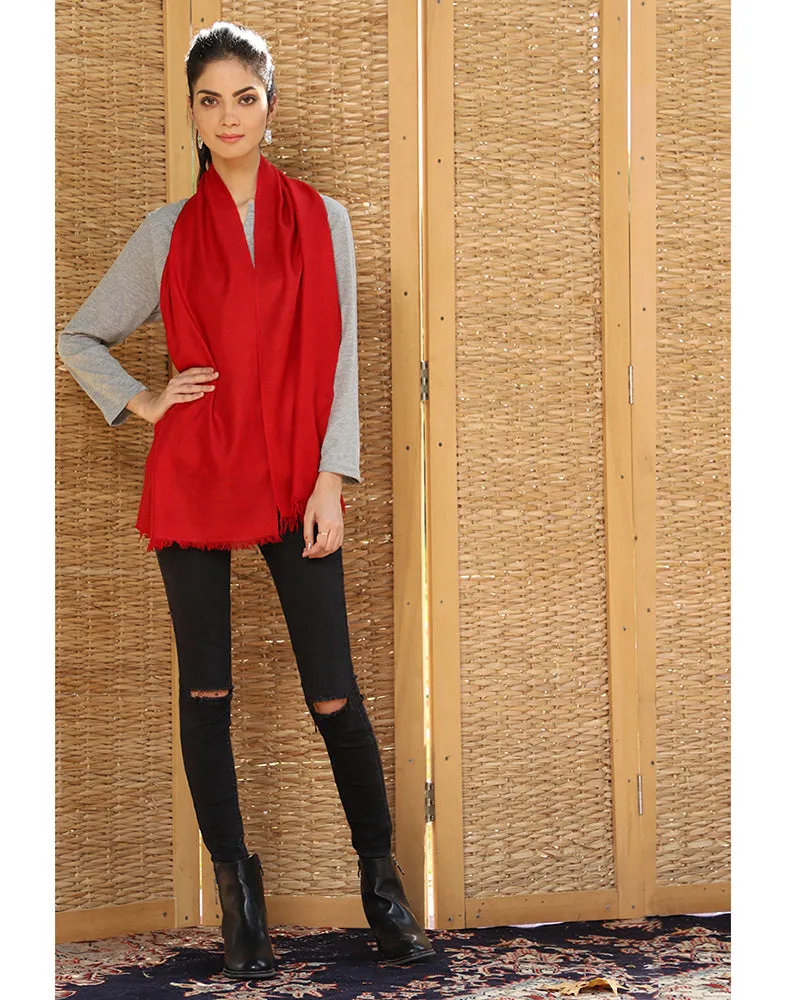 Candy Red Solid Cashmere Scarf