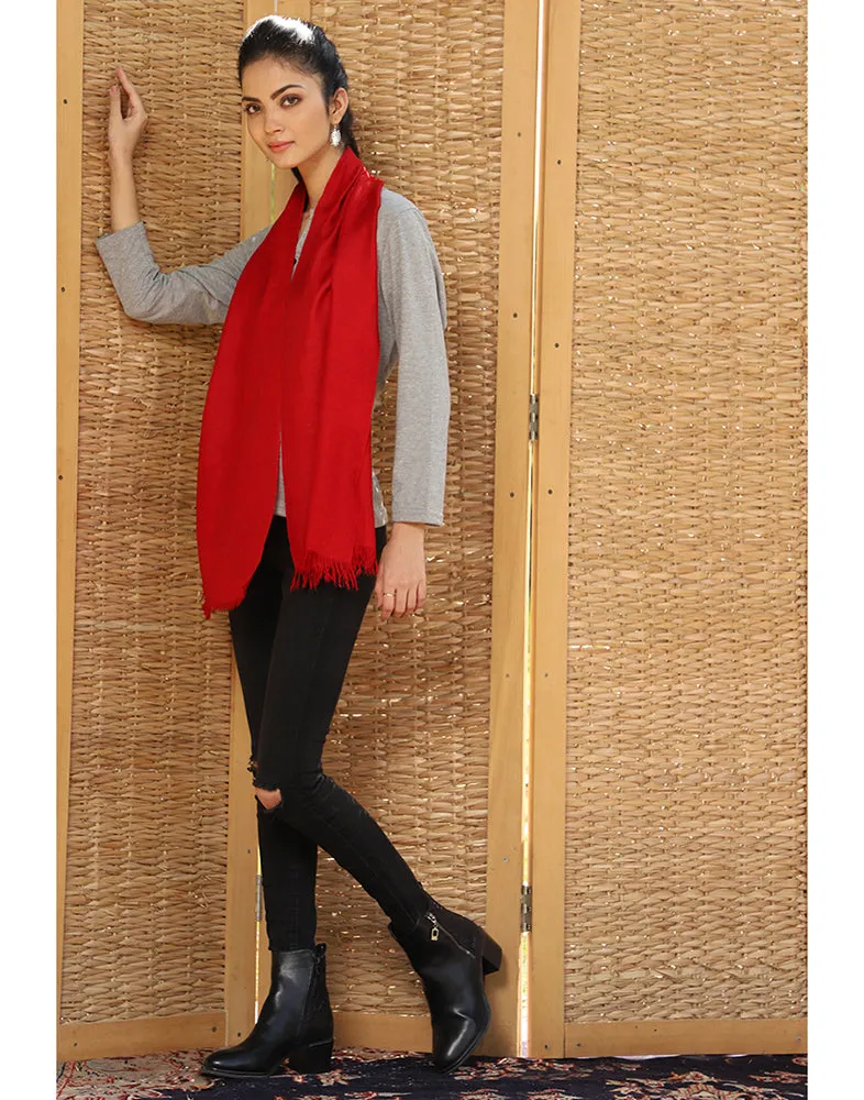 Candy Red Solid Cashmere Scarf