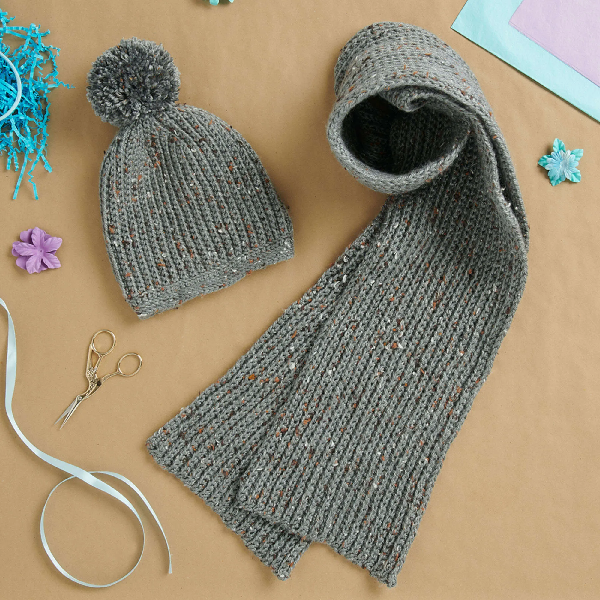 Caron Crochet Hat & Scarf Set