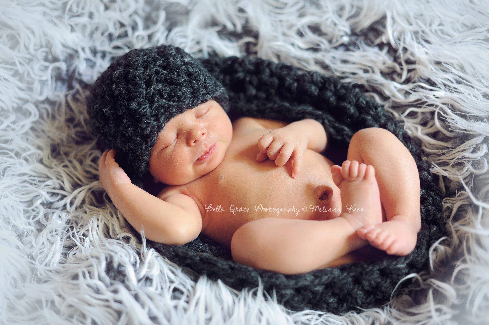 Charcoal Gray Baby Bowl And Hat Set