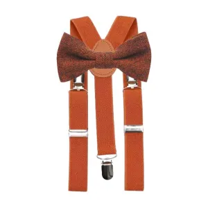 Charlie Rusty Burnt Orange Wool Boy’s Bow Tie and Burnt Orange Braces Set