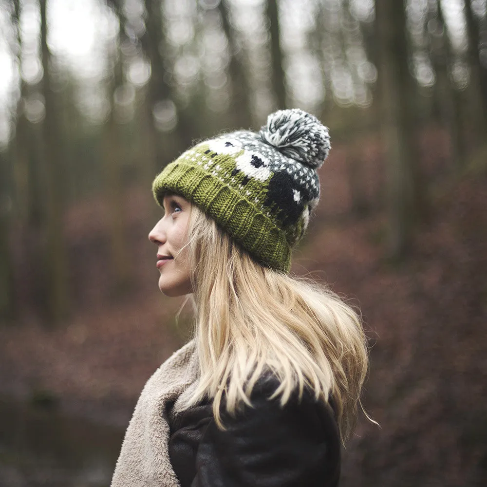 chunky knitted sheep bobble hat