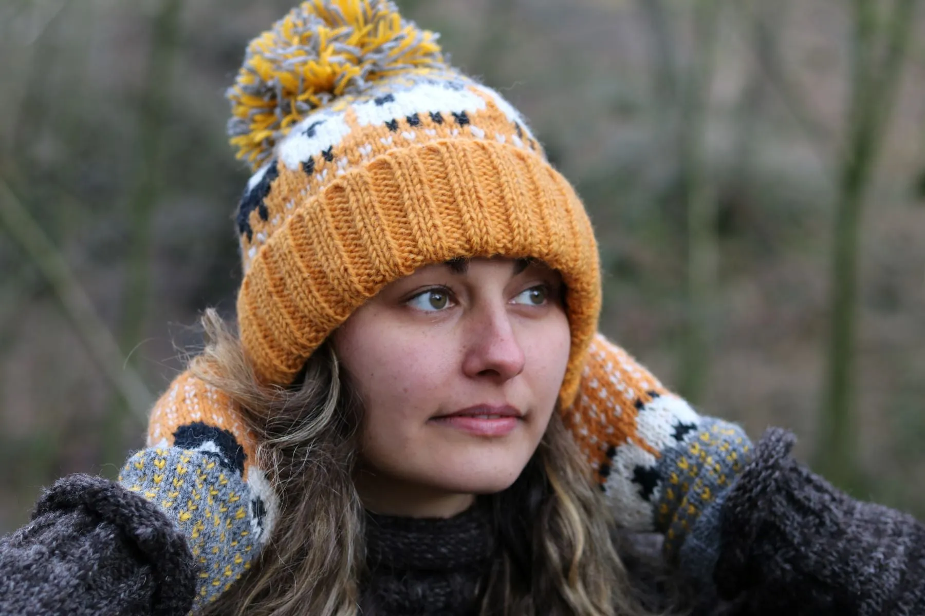 chunky knitted sheep bobble hat